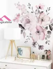 Stiker dinding watercolor pink flower