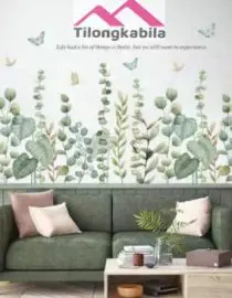 Stiker dinding plant green leaves