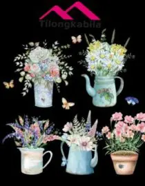 Stiker dinding flowers and butterflies