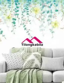 Stiker dinding blue plant yellow flower