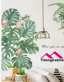 Stiker dinding green plant leaf flower