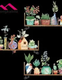 Stiker dinding flower plant pot
