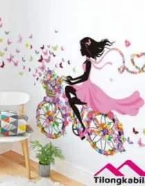 Stiker dinding beauty pink dress