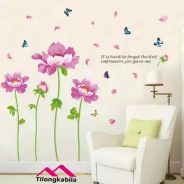 Stiker dinding creative peony - Gambar 2