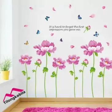 Stiker dinding creative peony - Gambar 4