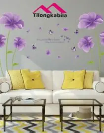 Stiker dinding purple fantasy flowers