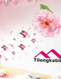 Stiker dinding pink flower butterfly