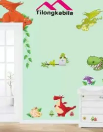 Stiker dinding dinosaurus family word