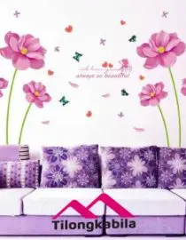 Stiker dinding easter purple flower