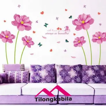 Stiker dinding easter purple flower