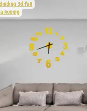 Jam dinding 3d full angka kuning