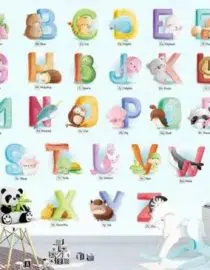 Stiker dinding alphabeth animal