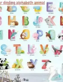 Stiker dinding alphabeth animal