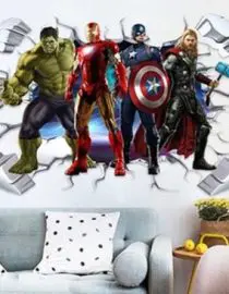 Stiker dinding superhero team