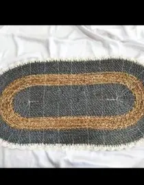 Taplak meja anyaman abu natural