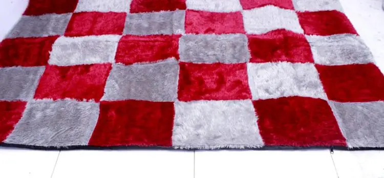 Karpet bulu motif catur (abu x maroon) - Gambar 2