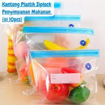 Kantong Plastik Ziplock Penyimpanan Makanan Kulkas Sistem Vacuum (isi 10pcs)