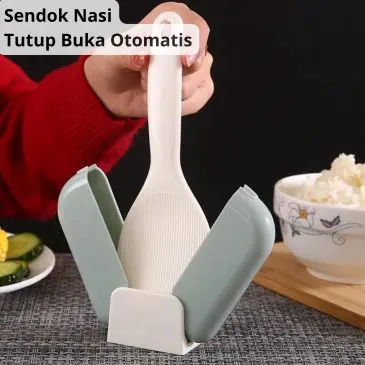 Sendok Centong Nasi Otomatis Dengan Tutup Buka Tutup