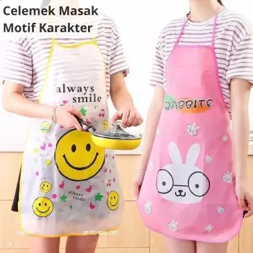 Celemek Masak Apron Serbaguna Anti Air dan Minyak Motif Karakter