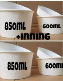 Mangkok Kertas Makanan Polos Serbaguna 600ml