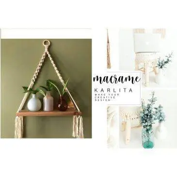 Rak Dinding Gantung Macrame Shelf Hanging K76 Size 14x35cm