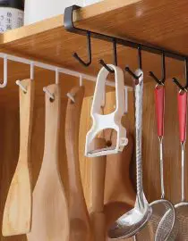 Gantungan Dapur Model Selip Serbaguna 6 Hook Kait Cantolan Bahan Stainless Steel