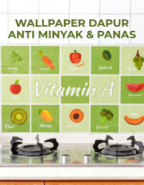 Wallpaper Dapur Anti Minyak dan Tahan Panas Motif Hijau Buah Uk. 75x45cm