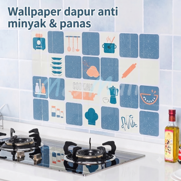 Wallpaper Dapur Anti Minyak dan Tahan Panas Motif Abu Cooking Uk. 75x45cm