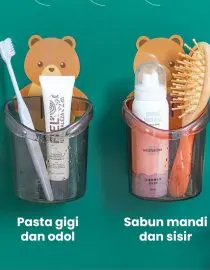 Tempat Sikat Gigi Odol Holder Tempel Karakter Beruang