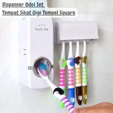 Dispenser Odol Set Rak Tempat Sikat Gigi Tempel Square