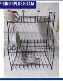 Rak Piring Besi Dragon Anti Karat Minimalis 3 Susun Size 41x23x51cm