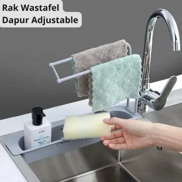 Rak Wastafel Dapur Adjustable Tempat Penyimpanan Sabun Cuci Piring Spons