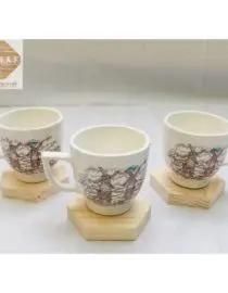 Tatakan Gelas Bahan Kayu Pinus Segi Enam 1pcs