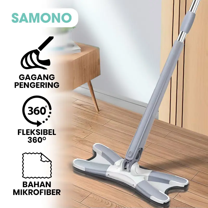 GM Bear Alat Pel Lantai Ultra Flat Mop X-Shape Rotasi 360 Derajat