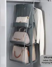 Rak Tempat Penyimpanan Tas Sepatu Gantung Anti Debu 6 Sekat
