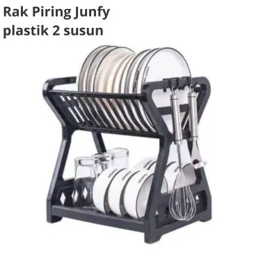 Rak Piring Junfy Minimalis Bahan Plastik 2 Susun