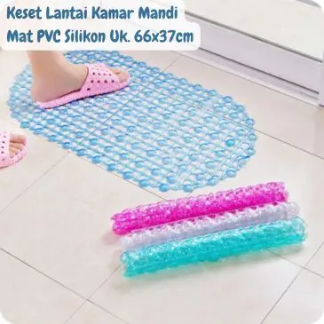 Keset Lantai Kamar Mandi Bahan Mat PVC Silikon Uk. 66x37cm