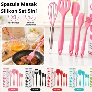 Spatula Masak Bahan Silikon Tahan Panas Set Peralatan Masak 5in1