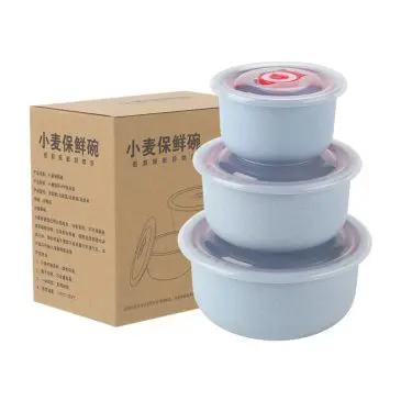 1 Set Isi 3pcs Mangkok Insulasi Tahan Panas Bahan Wheat Straw Food Grade - Gambar 4