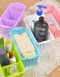 Keranjang Plastik Penyimpanan Serbaguna 3 Sekat Mini