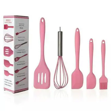 Spatula Masak Bahan Silikon Tahan Panas Set Peralatan Masak 5in1 - Gambar 5