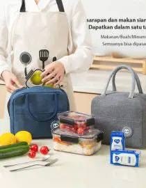 Tas Bekal Makanan Anak Aluminium Foil Tahan Panas Polos Oxford