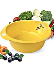 Baskom Saringan Cuci Serbaguna Woody (Beras Buah Sayur)