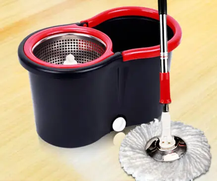 Alat Pel Lantai Spin Mop Putar Otomatis Plastik + Ember - Gambar 2