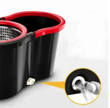 Alat Pel Lantai Spin Mop Putar Otomatis Plastik + Ember - Gambar 3