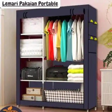 Lemari Pakaian Portable Kain Gulung Atas Size 105x45x170cm