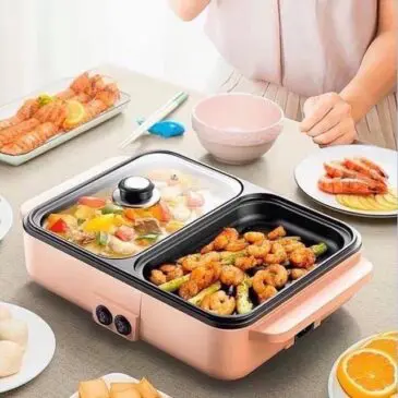 Grill Pan Panggangan Elektrik 2in1 BBQ Shabu Dengan 2 Mode Control 1200Watt