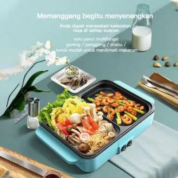 Grill Pan Panggangan Elektrik 2in1 BBQ Shabu Dengan 2 Mode Control 1200Watt - Gambar 2
