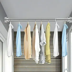 Tiang Jemuran Baju Fleksibel Stainless Steel Tanpa Paku Uk. 90-160cm