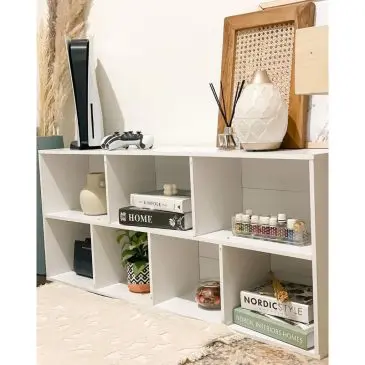 Rak Buku Rak Mainan Rak Susun Multifungsi 7 Sekat Size 50x24x106cm (Bahan Papan MDF x Perlu Dirakit) - Gambar 2